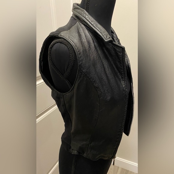 Wilsons Vintage Black Leather Vest Small EUC - Picture 5 of 8